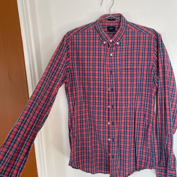 J. Crew Men's Slim Fit Dress Shirt Medium Tall M-T Plaid - Picture 3 of 6